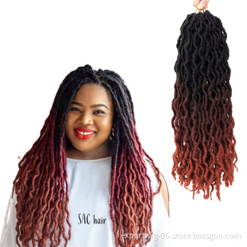 Synthetic Extension Wavy Faux  18Inches  Ombre Locs Crotchet Faux Goddess  Wave Gypsy Locs Braiding hair Gypsy Locs Wholesale